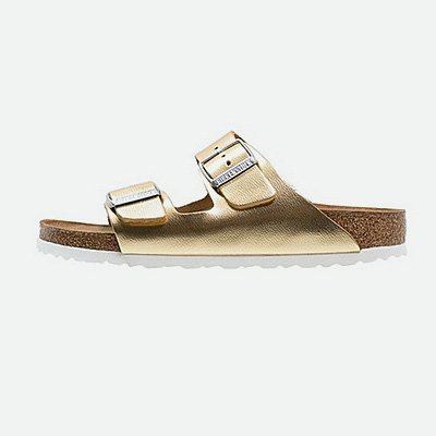 goldene Birkenstock Pantoletten