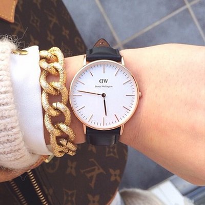 Schwarze Armbanduhr von Daniel Wellington