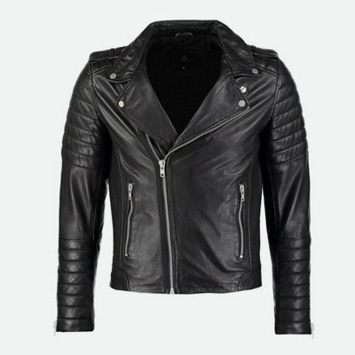 Schwarze Lederjacke