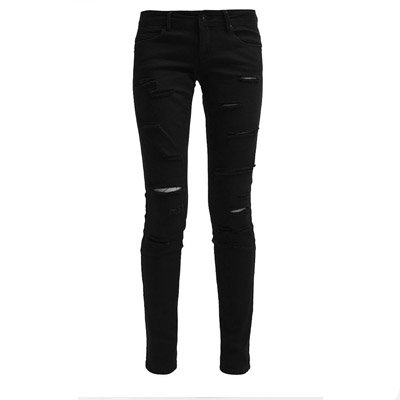 Schwarze zerrissne Slimfit Jeans