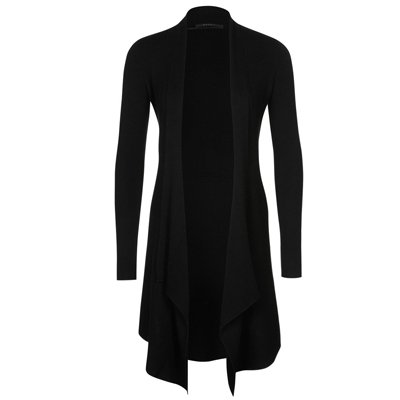 Überlange schwarze Strickjacke